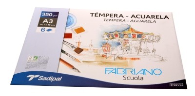 PACK FABRIANO 350gr. A3 6 HOJAS