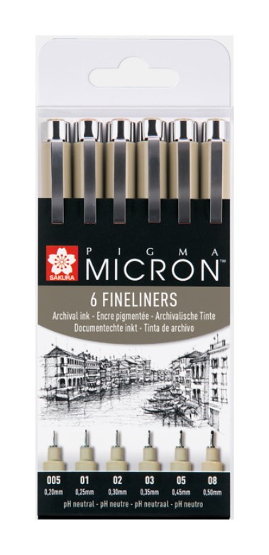 SET 6 ROTULADORES CALIBRADOS PIGMA MICRON
