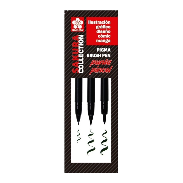 SET 3 ROTULADORES NEGROS PUNTA PINCEL