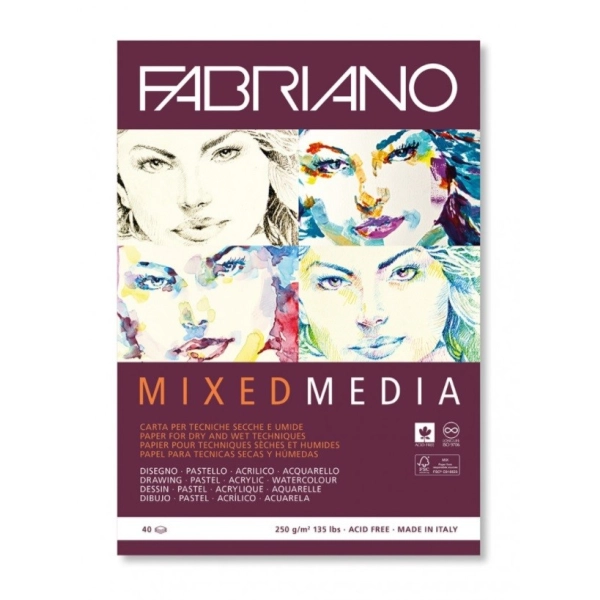 BLOC FABRIANO MIXED A3 250g.40 hojas