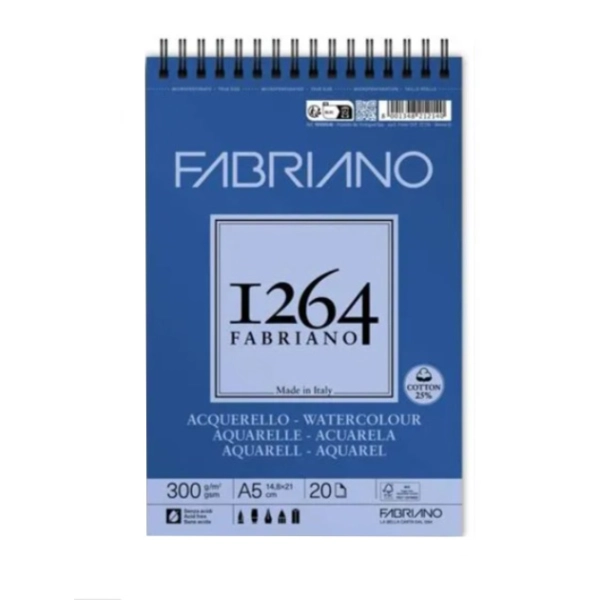 BLOC ACUARELA FABRIANO 1264 300gr. A5 20 HOJAS