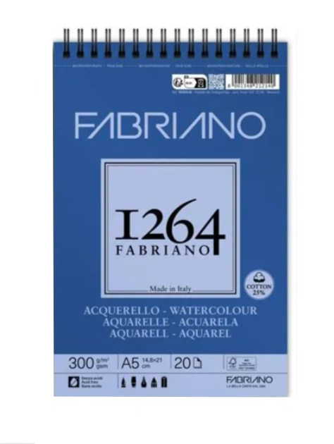 BLOC ACUARELA FABRIANO 1264 300gr. A5 20 HOJAS