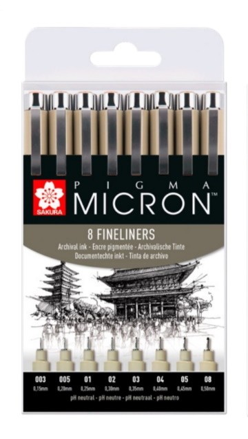 SET 8 ROTULADORES CALIBRADOS PIGMA MICRON