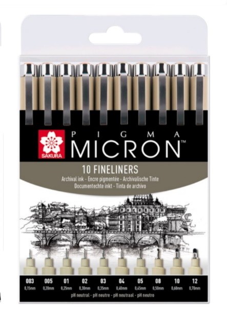 SET 10 ROTULADORES CALIBRADOS PIGMA MICRON