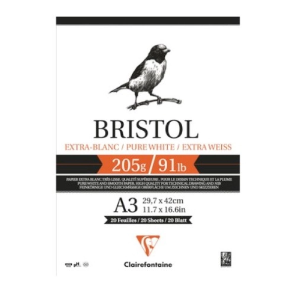 BLOC BRISTOL A3 205gr. 20 hojas