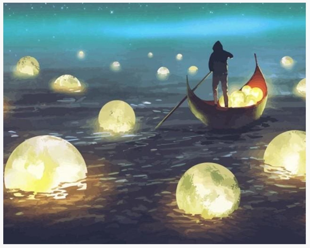 PINTAR POR NUMEROS-LUCES EN EL LAGO