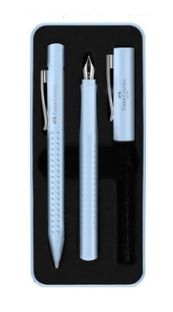 ESTILOGRÁFICA + BOLIGRAFO FABER SKY BLUE