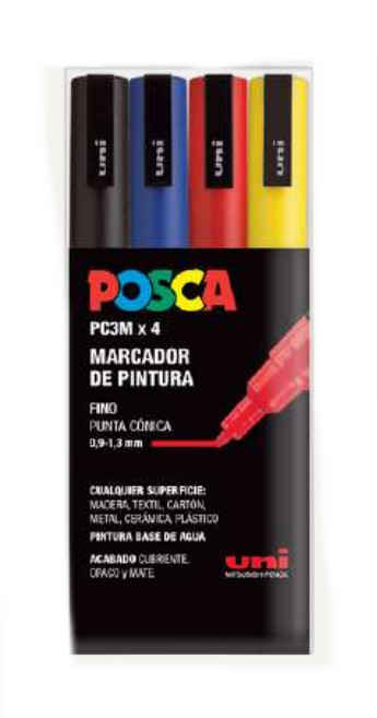POSCA 4 ROTULADORES 3M BASICOS