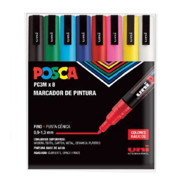 POSCA 8 ROTULADORES 3M BASICOS