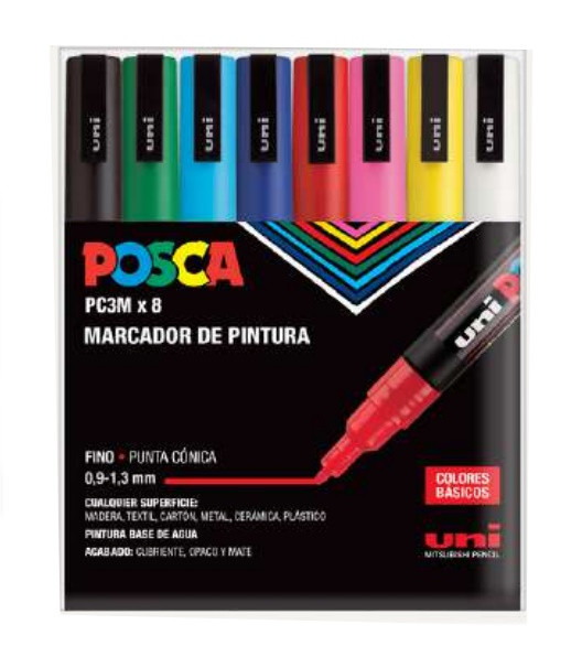 POSCA 8 ROTULADORES 3M BASICOS