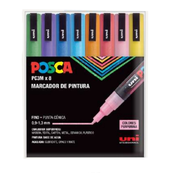 POSCA 8 ROTULADORES 3M PURPURINA