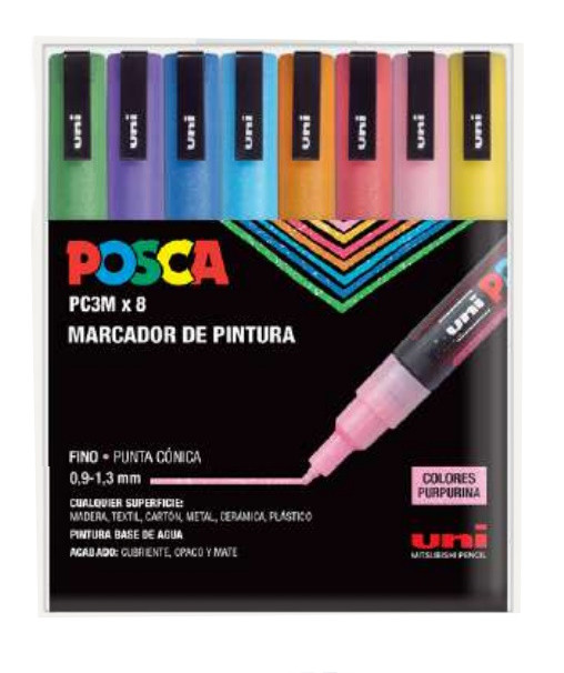 POSCA 8 ROTULADORES 3M PURPURINA