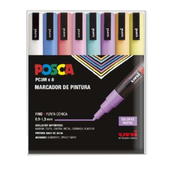 POSCA 8 ROTULADORES 3M PASTEL