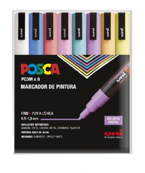 POSCA 8 ROTULADORES 3M PASTEL