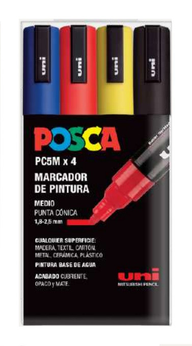 POSCA 4 ROTULADORES 5M BASICOS