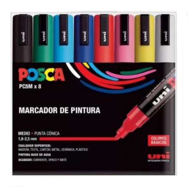 POSCA 8 ROTULADORES 5M BASICOS