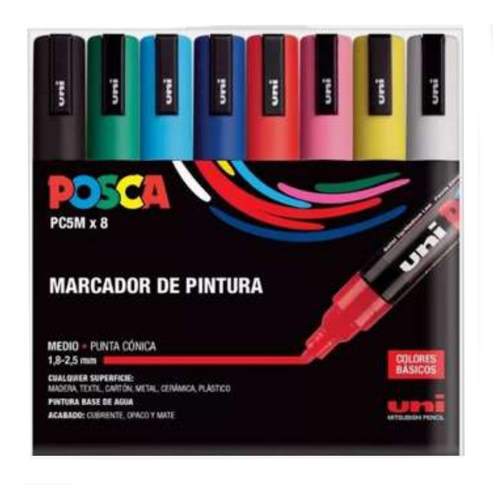 POSCA 8 ROTULADORES 5M BASICOS