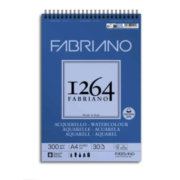 BLOC ACUARELA FABRIANO 1264 300gr. A4 30 HOJAS
