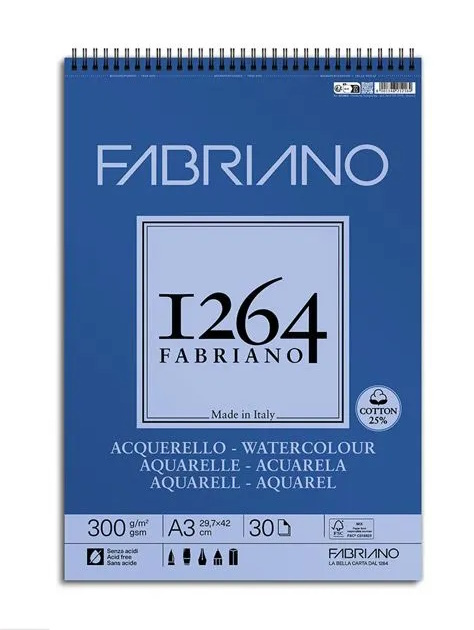 BLOC ACUARELA FABRIANO 1264 300gr. A3 30 HOJAS