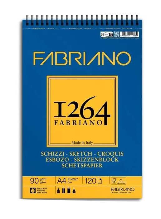 BLOC SKETCH FABRIANO 1264 90gr. A4 120 HOJAS